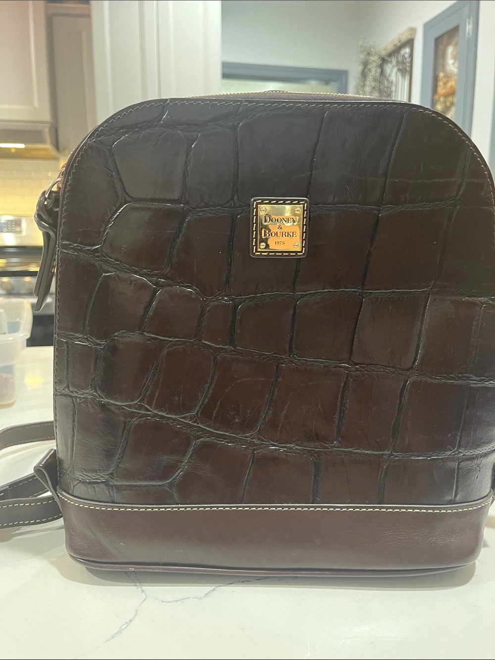 Dooney & Bourke Brown Croc-Embossed Crossbody Bag- excellent condition